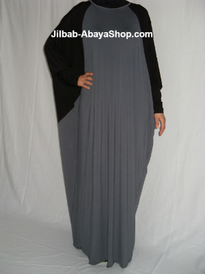 /Abaya Anna gris ardoise noir