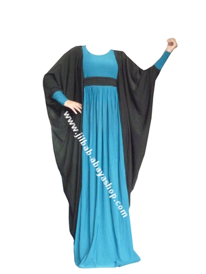 /Abaya Loubna Bleu canard/noir