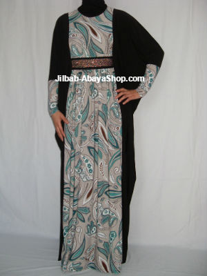 /Abaya Maissa noir/vert