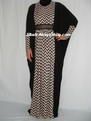 /Abaya Myla noir/rose