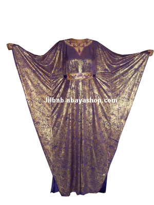 /Abaya papillon Safia Dubai Violet/doré