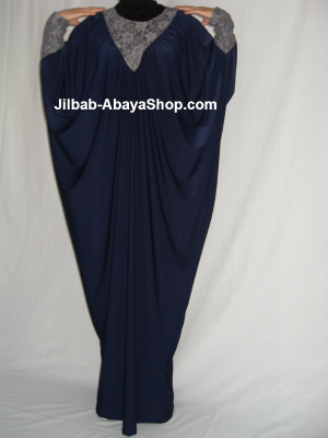 /Abaya Soukayna bleu nuit/gris
