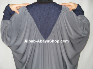 /Abaya Soukayna gris/bleu nuit