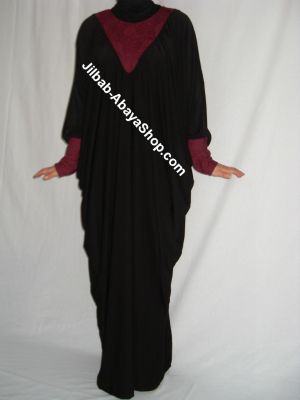 /Abaya Soukayna noir/bordeaux