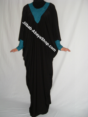 /Abaya Soukayna noir/émeraude