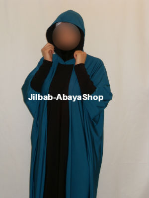 /Abaya Alyna capuche bleu canard/noir