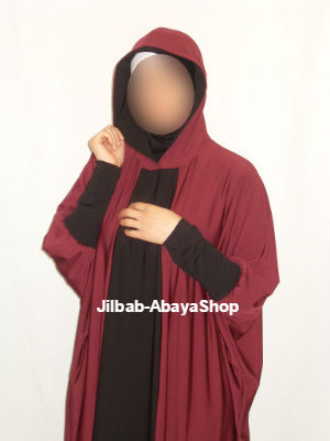 /Abaya Alyna capuche bordeaux/noir