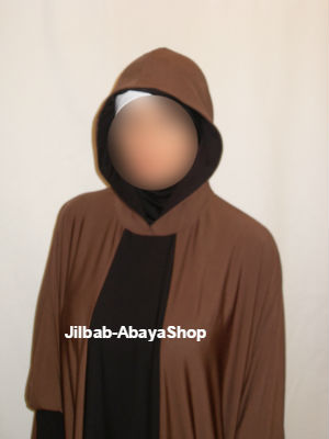 /Abaya Alyna capuche marron clair/noir