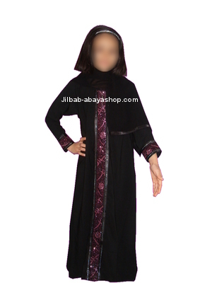 /Abaya fillette Dubai noir/rose