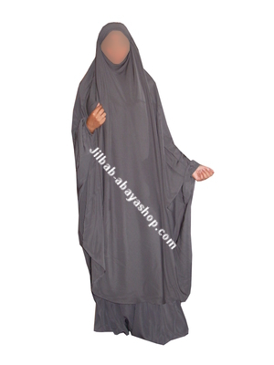 /Jilbab 2 pièces sarouel Marwa Gris foncé