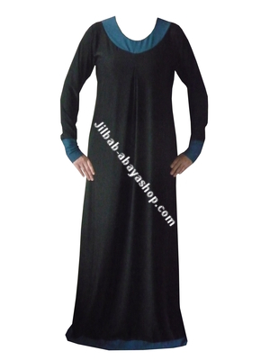 /Abaya Salma Noir/Bleu canard