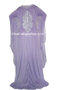 /Robe de Dubai Yasmine Mauve/blanc