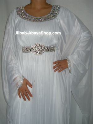/Robe de Dubai Ammani blanc/argenté