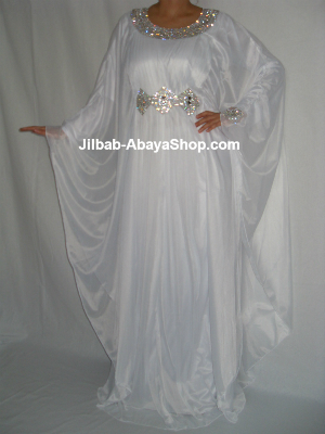 /Robe de Dubai Bassima blanc/argenté